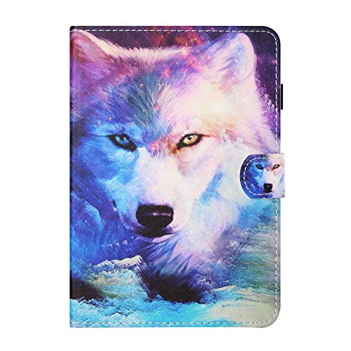 Hülle für Samsung Galaxy Tab A7 Lite 8.7 Zoll (SM-T220/T225/T227) PU Leder Schutzhülle Stoßfest Flip Cover mit Standfunktion und Kartensteckplatz Klapp Wallet Case,Wolf von Oduio