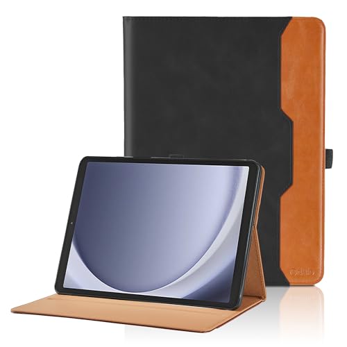 Hülle für Samsung Galaxy Tab A9 8.7 Zoll (SM-X110 / SM-X115) 2023 Leder Schutzhülle mit Tasche und Stifthalter, Multi-Winkel Folio Case Funktion Smart Cover mit Stand Funktion - Schwarz von Oduio