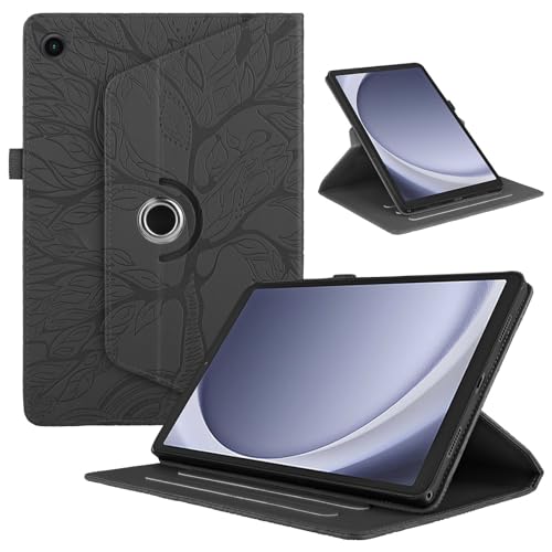 Hülle für Samsung Galaxy Tab A9 8.7 Zoll 2023 (SM-X110/ SM-X115), Premium PU Leder Multi-Winkel 360 Stoßfeste Grad Drehbare Leichte Schutzhülle, Rotating Case Cover mit Stand Funktion - Schwarz von Oduio
