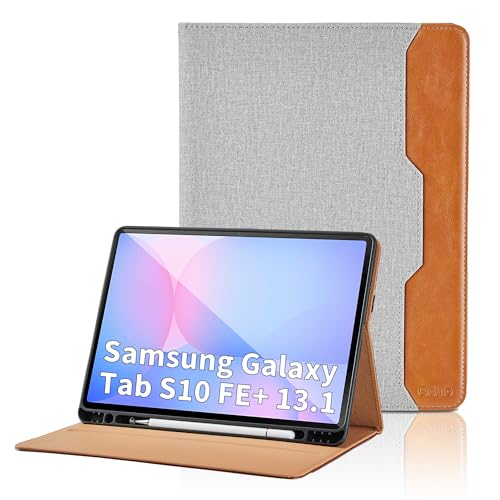 Hülle für Samsung Galaxy Tab S10 FE+ 13.1" 2025/Galaxy Tab S10 FE Plus 13.1 Zoll 2025 PU Leder Schutzhülle mit Tasche und Stifthalter, Kickstand Funktion Smart Cover mit Stand Funktion - Grau von Oduio