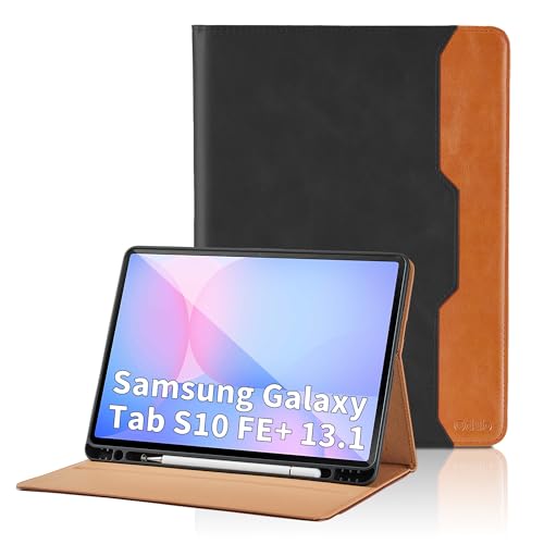 Hülle für Samsung Galaxy Tab S10 FE+ 13.1" 2025/Galaxy Tab S10 FE Plus 13.1 Zoll 2025 PU Leder Schutzhülle mit Tasche und Stifthalter, Kickstand Funktion Smart Cover mit Stand Funktion - Schwarz von Oduio