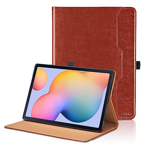 Hülle für Samsung P620 Galaxy Tab S6 Lite 10.4" 2024/2022/2020 SM-P620/ P625/ P610/ P613/ P615/ P619 PU Schutzhülle mit Tasche Auto Schlaf/Aufwach Funktion Smart Cover mit Standfunktion -Braun von Oduio