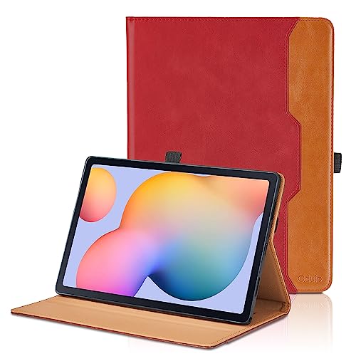 Hülle für Samsung P620 Galaxy Tab S6 Lite 10.4" 2024/2022/2020 SM-P620/ P625/ P610/ P613/ P615/ P619 PU Schutzhülle mit Tasche Auto Schlaf/Aufwach Funktion Smart Cover mit Standfunktion - Rot von Oduio