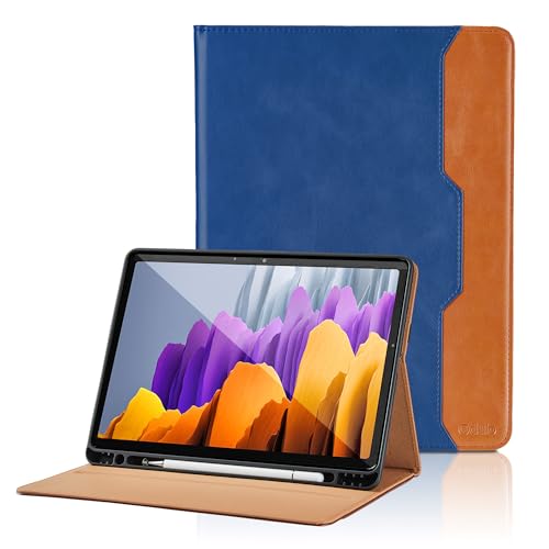 Hülle für Samsung Galaxy Tab S8 2022/ S7 2020 11 Zoll PU Leder Schutzhülle mit Tasche und Stifthalter, Auto Schlaf/Aufwach Funktion Smart Cover mit Stand Funktion - Blau von Oduio