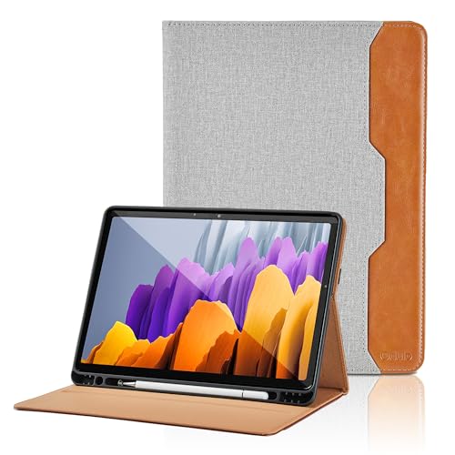 Hülle für Samsung Galaxy Tab S8 2022/ S7 2020 11 Zoll PU Leder Schutzhülle mit Tasche und Stifthalter, Smart Cover mit Stand Funktion - Grau von Oduio