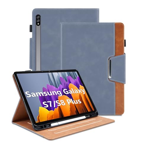 Hülle für Samsung Galaxy Tab S8 Plus 2022/Tab S7 FE 2021/Tab S7 Plus 2020 12.4 Zoll PU Leder Multi-Winkel Ständer Folio Schutzhülle Case mit Kartentasche und Auto Schlaf/Wach Smart Cover, Grau Hülle für Samsung Galaxy Tab S8 Plus 2022/Tab S7 FE 2021/Tab S7 Plus 2020 12.4 Zoll PU Leder Multi-Winkel Ständer Folio Schutzhülle Case mit Kartentasche und Auto Schlaf/Wach Smart Cover, Grau von Oduio