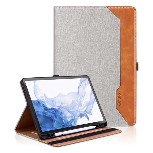 Hülle für Samsung Galaxy Tab S9/S8/S7 2023/2022/2020 11 Zoll, Business PU Leder Schutzhülle mit Portemonnaie und Standfunktion, Multi-Winkel Ansehen Folio Case Auto Schlaf/Wach - Grau von Oduio