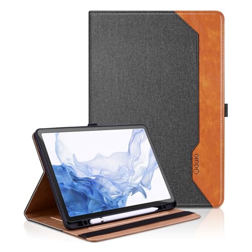 Hülle für Samsung Galaxy Tab S9/S8/S7 2023/2022/2020 11 Zoll, Business PU Leder Schutzhülle mit Portemonnaie und Standfunktion, Multi-Winkel Ansehen Folio Case Auto Schlaf/Wach - Schwarz von Oduio