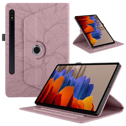 Hülle für Samsung Galaxy Tab S9 Plus/ S9 FE Plus/ S8 Plus/ S7 FE/ S7 Plus 12,4 Zoll, PU Leder Multi-Winkel 360 Grad Drehbare Leichte Schutzhülle, Rotating Case Cover mit Stand Funktion - Rosa von Oduio