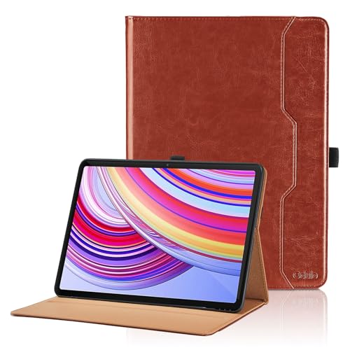 Hülle für Xiaomi Redmi Pad Pro 12.1" 2024 / Xiaomi Poco Pad 12.1 Zoll 2024 PU Leder Schutzhülle mit Tasche und Stiftschlaufe, Auto Schlaf/Aufwach Funktion Smart Cover mit Stand Funktion - Braun von Oduio