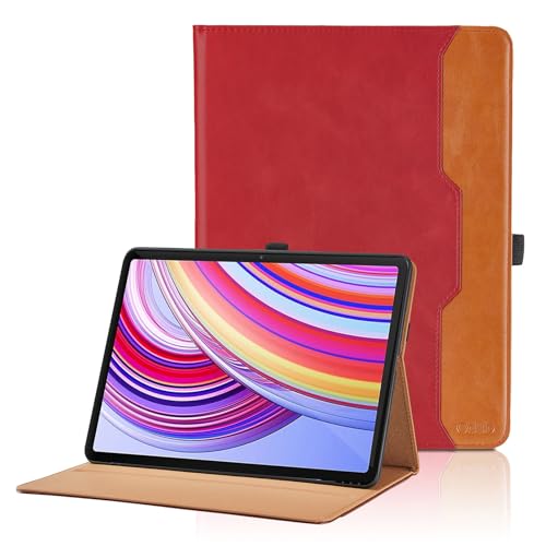 Hülle für Xiaomi Redmi Pad Pro 12.1" 2024 / Xiaomi Poco Pad 12.1 Zoll 2024 PU Leder Schutzhülle mit Tasche und Stiftschlaufe, Auto Schlaf/Aufwach Funktion Smart Cover mit Stand Funktion - Rot von Oduio