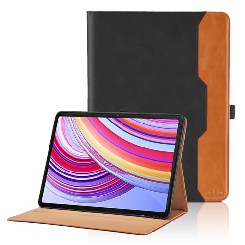 Hülle für Xiaomi Redmi Pad Pro 12.1" 2024 / Xiaomi Poco Pad 12.1 Zoll 2024 PU Leder Schutzhülle mit Tasche und Stiftschlaufe, Auto Schlaf/Aufwach Funktion Smart Cover mit Stand Funktion - Schwarz von Oduio
