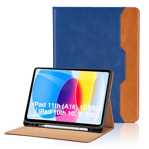 Hülle für iPad 11th Generation (A16) 11 Zoll 2025 / iPad 10th Generation 10, 9 Zoll 2022 Leder Schutzhülle mit Tasche und Stifthalter, Auto Schlaf/Aufwach Funktion Smart Cover mit Stand Funktion -Blau von Oduio