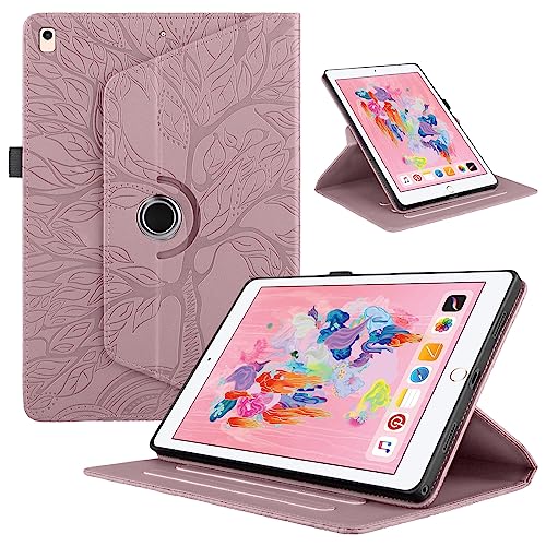 Hülle für iPad 9,7 Zoll (6./5. Generation, 2018/2017),iPad Air 2, iPad Air Premium PU Leder Multi-Winkel 360 Grad Drehbare Leichte Schutzhülle Rotating Case Cover mit Stand Funktion, Rosa von Oduio