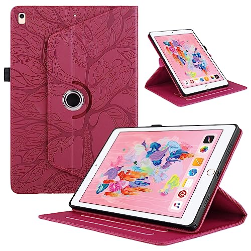 Hülle für iPad 9,7 Zoll (6./5. Generation, 2018/2017),iPad Air 2, iPad Air Premium PU Leder Multi-Winkel 360 Grad Drehbare Leichte Schutzhülle Rotating Case Cover mit Stand Funktion, Rot von Oduio