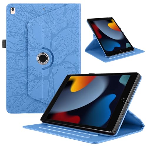 Hülle für iPad 9. Generation 2021/8. Gen 2020/7. Gen 2019 10.2 Zoll, Premium PU Leder Multi-Winkel 360 Grad Drehbare Leichte Schutzhülle, Rotating Case Cover mit Stand Funktion - Blau von Oduio