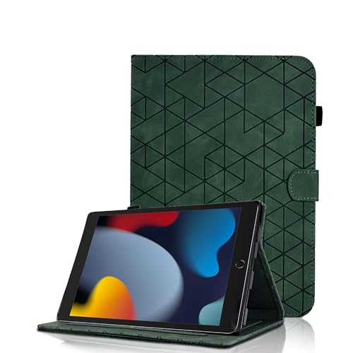 Hülle für iPad 9. Generation 2021/8. Gen 2020/7. Gen 2019 10.2 Zoll Multi-Winkel Schutzhülle Premium PU Leder Flip Cover Case mit Standfunktion Kartentasche, Auto Wake/Sleep Funktion, Grün von Oduio