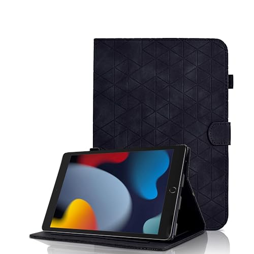 Hülle für iPad 9. Generation 2021/8. Gen 2020/7. Gen 2019 10.2 Zoll Multi-Winkel Schutzhülle Premium PU Leder Flip Cover Case mit Standfunktion Kartentasche, Auto Wake/Sleep Funktion, Schwarz von Oduio