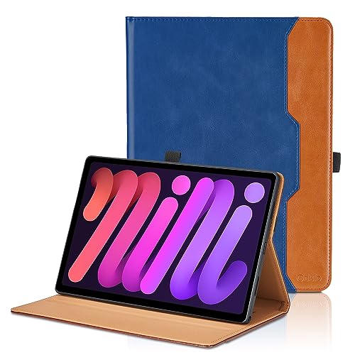 Hülle für iPad Mini A17 Pro/iPad Mini 7 2024 / iPad Mini 6 2021 8,3 Zoll Leder Schutzhülle mit Tasche und Stifthalter, Auto Schlaf/Aufwach Funktion Smart Cover mit Stand Funktion - Blau von Oduio