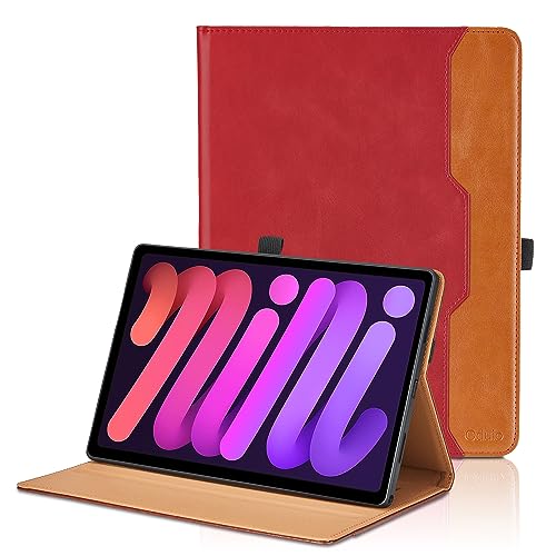 Hülle für iPad Mini 6. Generaton 8,3 Zoll 2021 Leder Schutzhülle mit Tasche und Stifthalter, Auto Schlaf/Aufwach Funktion Smart Cover mit Stand Funktion für iPad Mini 6 - Rot von Oduio