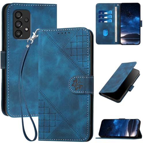 Oduio Handyhülle für Samsung Galaxy A53 5G / 4G Hülle Klapphülle Premium Lederhülle Geldbörse [Kartenfächer] Klappbar Flip Schutzhülle Wallet Handytasche Case [Magnetverschluss] [Standfunktion] -Blau von Oduio