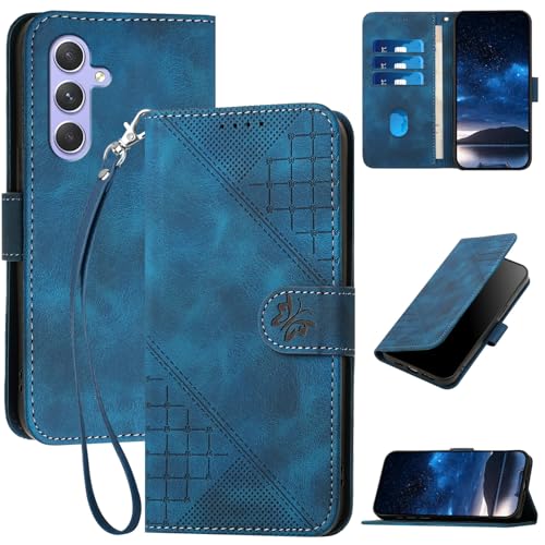 Oduio Handyhülle für Samsung Galaxy A55 5G / 4G Hülle Klapphülle Premium Lederhülle Geldbörse [Kartenfächer] Klappbar Flip Schutzhülle Wallet Handytasche Case [Magnetverschluss] [Standfunktion] -Blau von Oduio