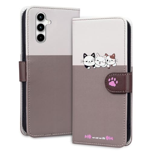 Oduio Handyhülle für Samsung Galaxy A55 5G Hülle Premium PU Leder Flip Case Klappbare Stoßfeste Magnetische mit Kartenfächern und Standfunktion Handytasche, Hellgrau Katze Oduio Handyhülle für Samsung Galaxy A55 5G Hülle Premium PU Leder Flip Case Klappbare Stoßfeste Magnetische mit Kartenfächern und Standfunktion Handytasche, Hellgrau Katze von Oduio