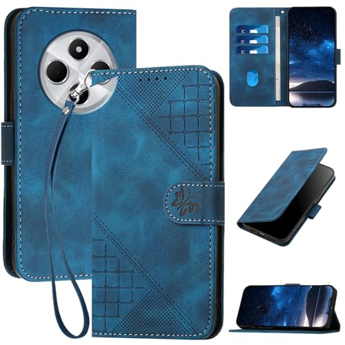 Oduio Handyhülle für Xiaomi Redmi 14C / Poco C75 Hülle Klapphülle Premium Lederhülle Geldbörse [Kartenfächer] Klappbar Flip Schutzhülle Wallet Case [Magnetverschluss] [Standfunktion] -Blau von Oduio