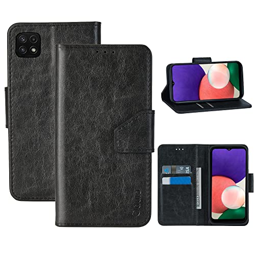 Oduio Handytasche für Samsung Galaxy A22 5G Flip Case mit Kartenfach Brieftasche Lederhülle und Standfunktion Handyhülle [RFID Schutz] [Magnetverschluss] [Stoßfeste ] - Schwarz von Oduio