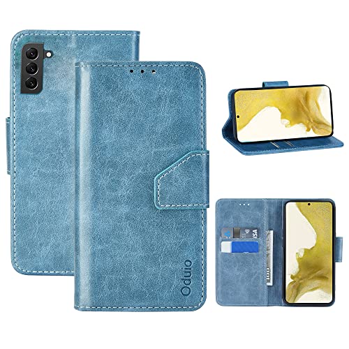 Oduio Handytasche für Samsung Galaxy S22 5G 2022 Flip Case mit Kartenfach Brieftasche Lederhülle und Standfunktion Handyhülle [RFID Schutz] [Magnetverschluss] [Stoßfeste ] - Blau von Oduio