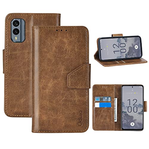 Oduio Hülle Nokia X30 5G, Handytasche mit Standfunktion Magnetverschluss PU Lederhülle Handyhülle Flip Case [RFID Schutz] [Stoßfeste ] - Dunkel Braun von Oduio