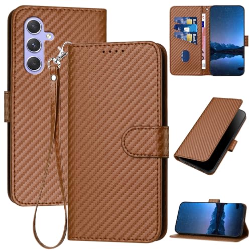 Oduio Hülle für Samsung Galaxy A25 5G / 4G Premium Klappbar Flip Case Tasche [Magnetverschluss] [Standfunktion] Wallet Schutzhülle mit Kartenschlitzen Cover, Braun von Oduio