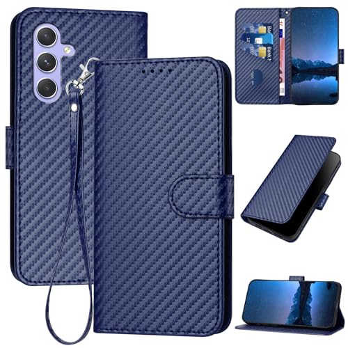 Oduio Hülle für Samsung Galaxy A25 5G / 4G Premium Klappbar Flip Case Tasche [Magnetverschluss] [Standfunktion] Wallet Schutzhülle mit Kartenschlitzen Cover, Dunkelblau von Oduio
