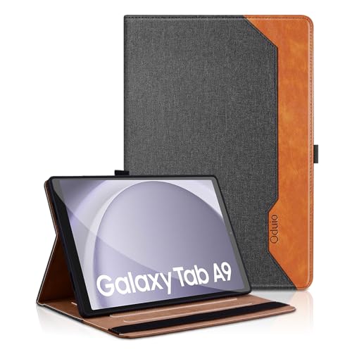 Oduio Hülle für Samsung Galaxy Tab A9 8,7 Zoll 2023 (SM-X110/SM-X115) - Business Folio Schutzhülle mit Tasche, Multi-Winkel Viewing Stand Tablet Cover, Schwarz von Oduio