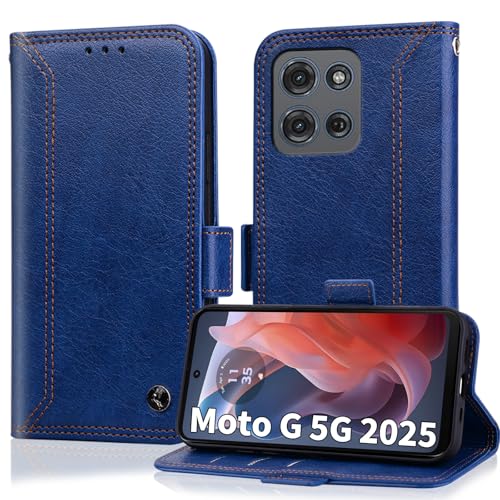 Oduio Schutzhülle für Motorola Moto G 5G 2025, Brieftaschen-Schutzhülle mit RIFD-blockierendem Kartenhalter, PU-Leder, Klappständer, Business-Schutzhülle, 17,5 cm, Dunkelblau Oduio Schutzhülle für Motorola Moto G 5G 2025, Brieftaschen-Schutzhülle mit RIFD-blockierendem Kartenhalter, PU-Leder, Klappständer, Business-Schutzhülle, 17,5 cm, Dunkelblau von Oduio