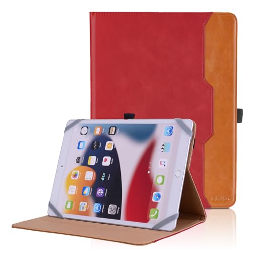 Universal Hülle für 9-11'' Tablet, Business Premium PU Leder Schutzhülle mit Tasche Folio Smart Case Multi-Winkel Stand Universal Case für 9.7 10 10.1 10.2 10.3 10.4 10.5 10.6 10.9 Zoll Tablet, Rot von Oduio