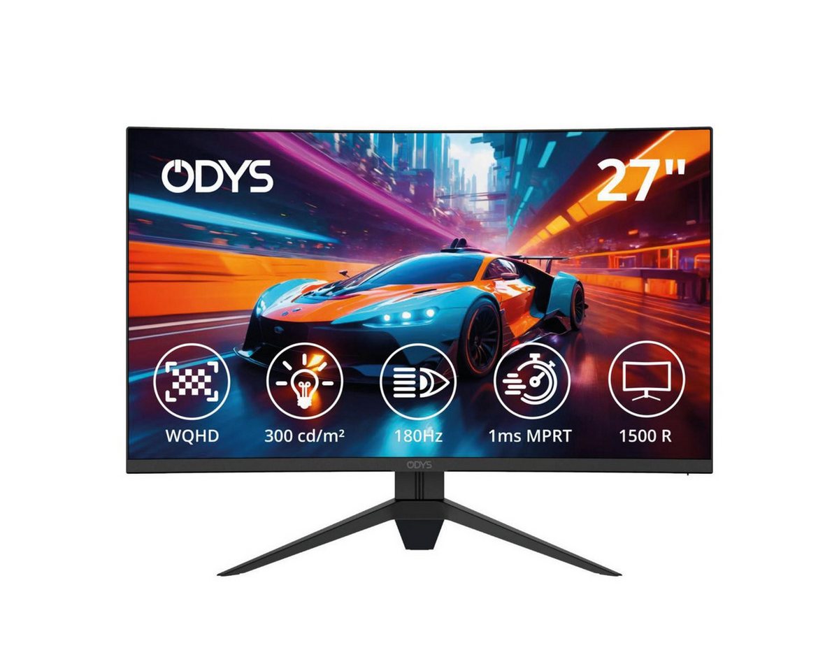 Odys Q27-X Curved Monitor WQHD LED-Monitor (2560 x 1440 px, WQHD, VA, LED, 1 ms (MPRT) von Odys