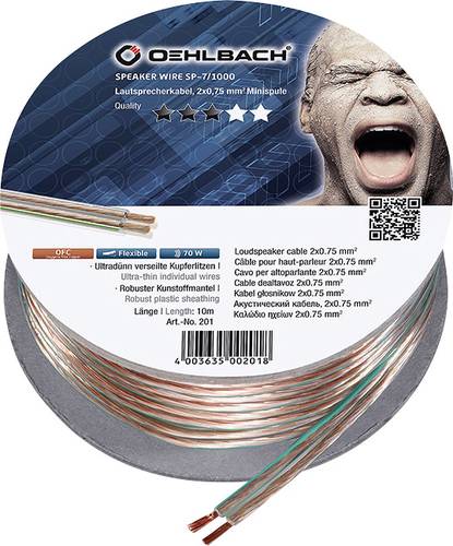 Oehlbach 201 Lautsprecherkabel 2 x 0.75mm² Transparent 10m von Oehlbach