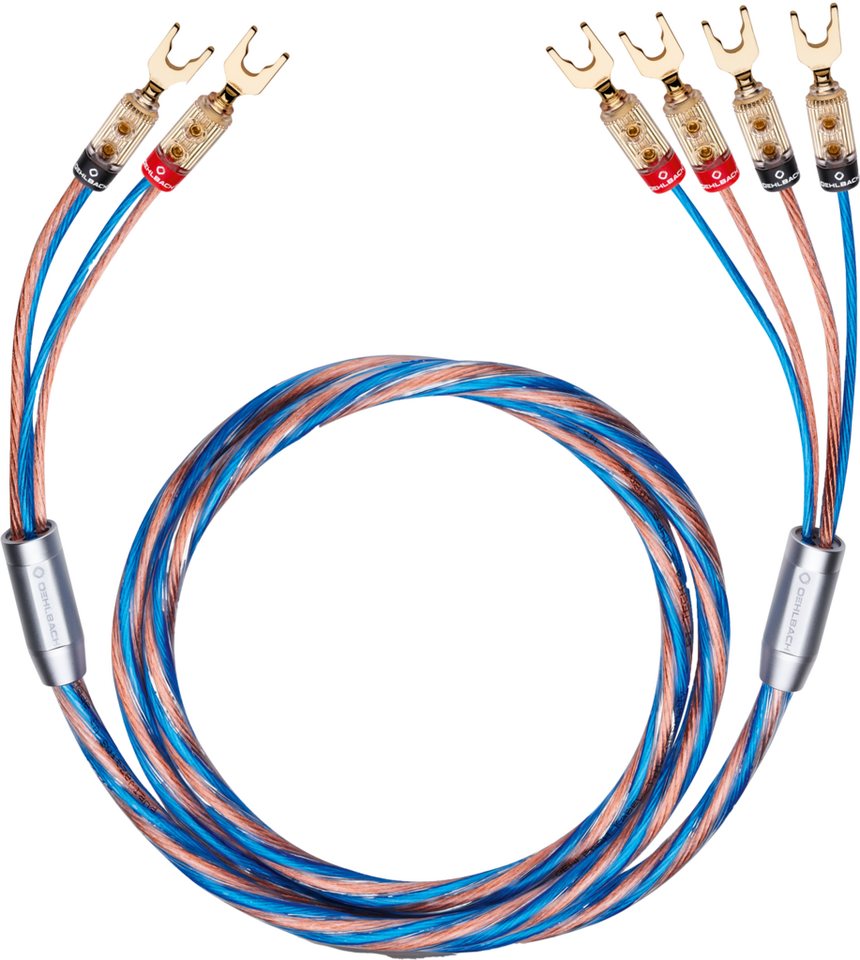 Oehlbach Bi-Tech 4 L Exellentes Lautsprecherkabel-Set Bi-Wiring Audio-Kabel, 2 x Kabelschuh, 4 x Kabelschuh (200 cm) von Oehlbach
