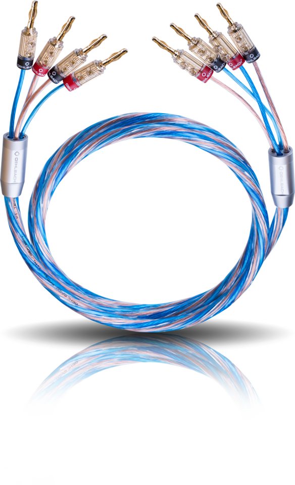 Oehlbach Bi-Tech 4.4 B Exellentes Lautsprecherkabel-Set Bi-Amping Audio-Kabel, 4 x Bananen Stecker, 4 x Bananen Stecker (200 cm), Flexibel, Hochwertiges Kupfer von Oehlbach