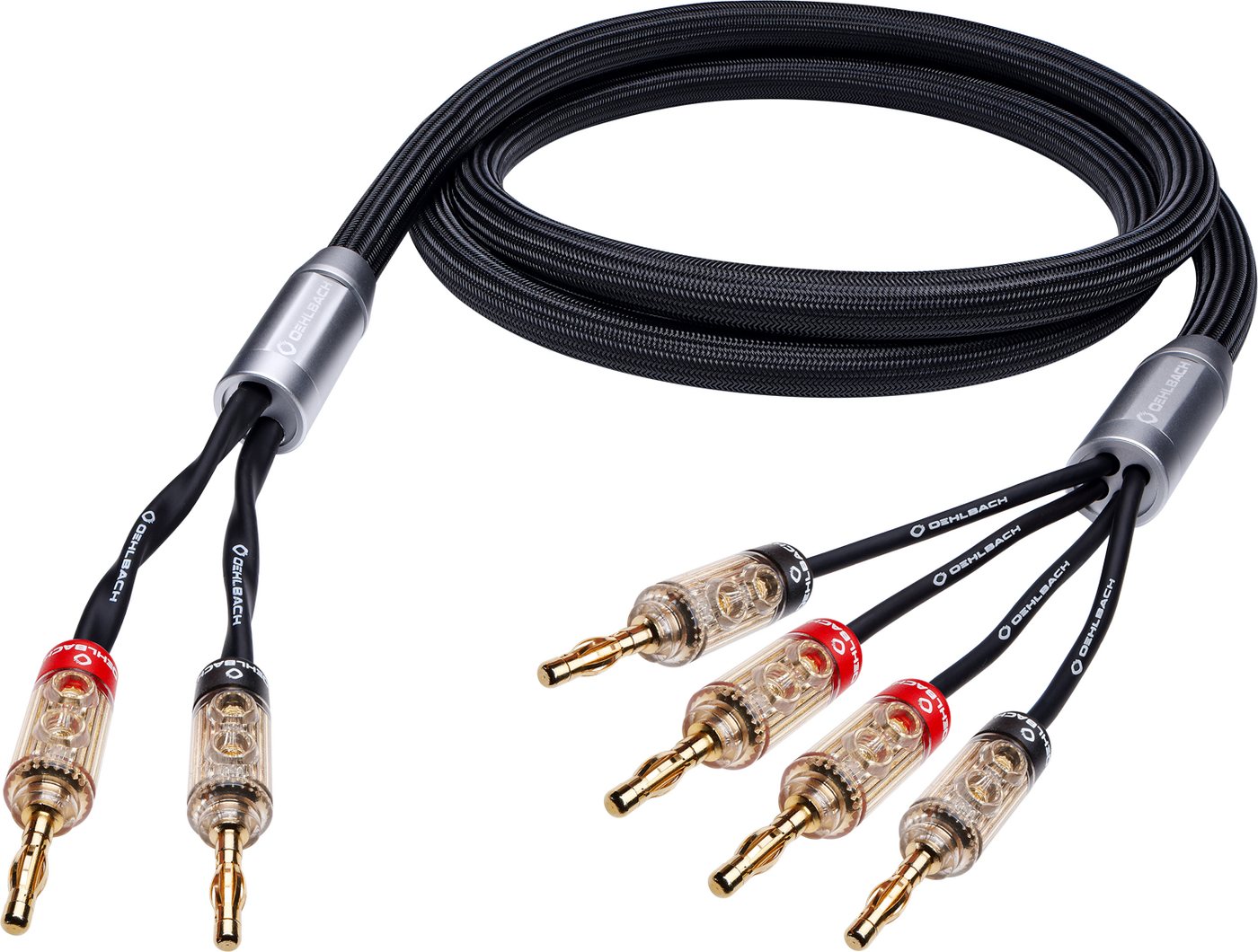 Oehlbach Fusion Four B High End Lautsprecherkabel-Set Bi-Wiring Audio-Kabel, 2 x Bananen Stecker, 4 x Bananen Stecker (200 cm) von Oehlbach