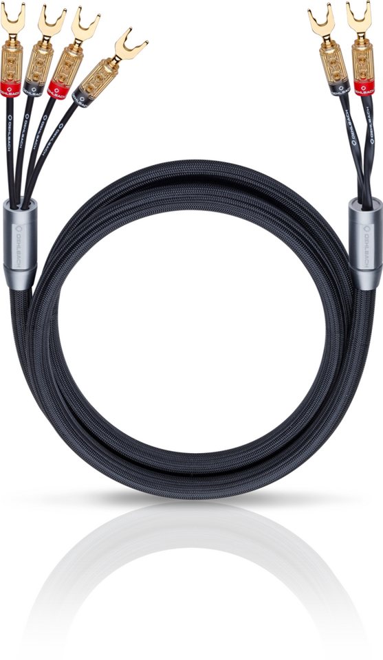 Oehlbach Fusion Four High End Lautsprecherkabel-Set mit Kabelschuhen Bi-Wiring Audio-Kabel, 2 x Kabelschuh, 4 x Kabelschuh (200 cm), Flexibel, Hochwertiges Kupfer von Oehlbach