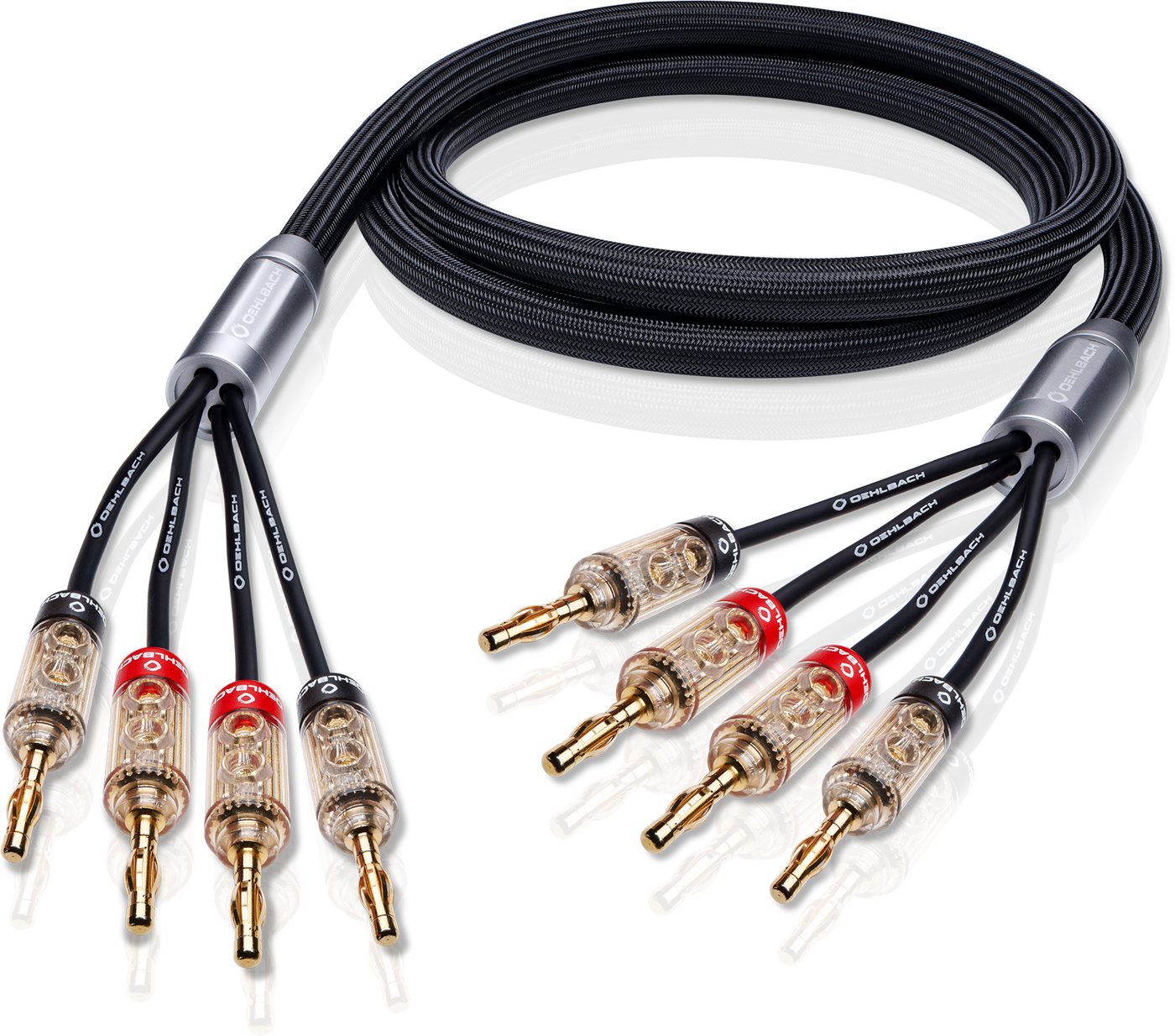 Oehlbach Fusion Four.4B High End Lautsprecherkabel-Set Bi-Amping Audio-Kabel, 4 x Bananen Stecker, 4 x Bananen Stecker (450 cm) von Oehlbach