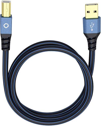 Oehlbach USB-Kabel USB 2.0 USB-A Stecker, USB-B Stecker 1.00m Blau vergoldete Steckkontakte 9341 von Oehlbach