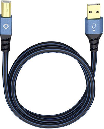Oehlbach USB-Kabel USB 2.0 USB-A Stecker, USB-B Stecker 3.00m Blau vergoldete Steckkontakte 9343 von Oehlbach