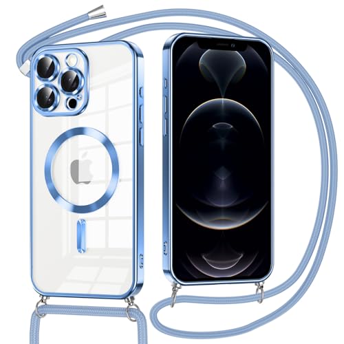 Oelrstfe Handykette Handyhülle für iPhone 12 Pro Hülle Case mit Band, Compatibile Con MagSafe Durchsichtig Dünn TPU Silikon Case mit Kordel zum Umhängen Abnehmbar Kratzfeste Stoßfest Schutzhülle,Blau Oelrstfe Handykette Handyhülle für iPhone 12 Pro Hülle Case mit Band, Compatibile Con MagSafe Durchsichtig Dünn TPU Silikon Case mit Kordel zum Umhängen Abnehmbar Kratzfeste Stoßfest Schutzhülle,Blau von Oelrstfe