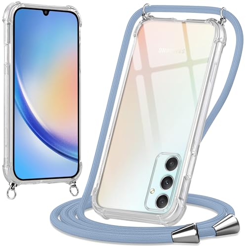 Oelrstfe Handykette Hülle mit Band für Samsung Galaxy A34 5G, Handyband zum Umhängen Handy Umhängeband Transparent TPU Stoßfest Silikon Handyhülle mit Kette für Samsung A34 5G, Blau Oelrstfe Handykette Hülle mit Band für Samsung Galaxy A34 5G, Handyband zum Umhängen Handy Umhängeband Transparent TPU Stoßfest Silikon Handyhülle mit Kette für Samsung A34 5G, Blau von Oelrstfe