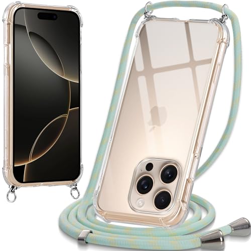 Oelrstfe Handykette Hülle mit Band für iPhone 16 Pro Max, Handyband zum Umhängen Handy Umhängeband Transparent TPU Stoßfest Silikon Handyhülle mit Kette für iPhone 16 Pro Max, Grün Oelrstfe Handykette Hülle mit Band für iPhone 16 Pro Max, Handyband zum Umhängen Handy Umhängeband Transparent TPU Stoßfest Silikon Handyhülle mit Kette für iPhone 16 Pro Max, Grün von Oelrstfe