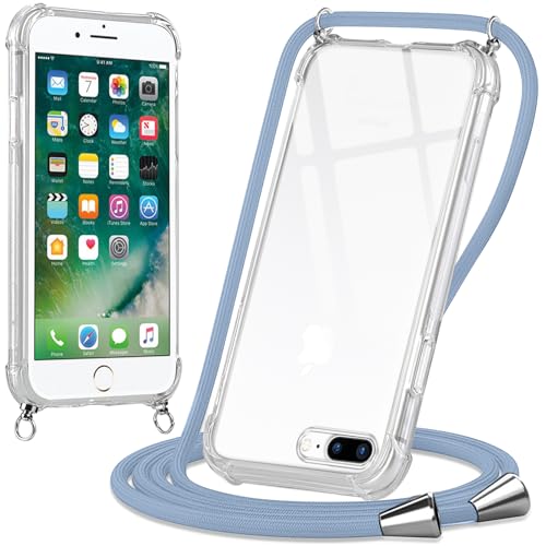 Oelrstfe Handykette Hülle mit Band für iPhone 8 Plus/iPhone 7 Plus, Handyband zum Umhängen Handy Umhängeband Transparent TPU Stoßfest Silikon Handyhülle mit Kette für iPhone 8 Plus, Blau Oelrstfe Handykette Hülle mit Band für iPhone 8 Plus/iPhone 7 Plus, Handyband zum Umhängen Handy Umhängeband Transparent TPU Stoßfest Silikon Handyhülle mit Kette für iPhone 8 Plus, Blau von Oelrstfe