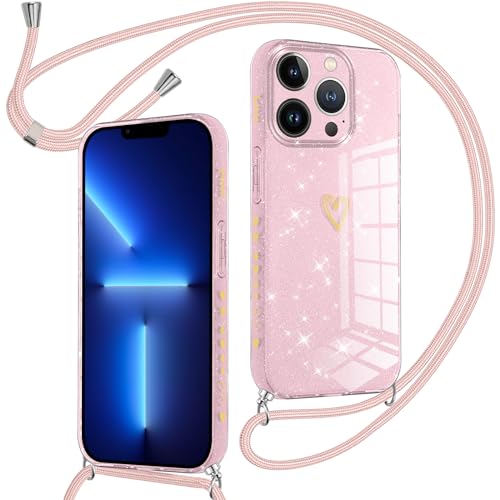 Oelrstfe Handykette für iPhone 16 Pro Hülle mit Band,Glitzer Herz Motiv Handyhülle mit Kordel zum Umhängen,Weich Silikon Stoßfest Glitter Schutzhülle,Necklace Kette Love Muster Case,Rosa Oelrstfe Handykette für iPhone 16 Pro Hülle mit Band,Glitzer Herz Motiv Handyhülle mit Kordel zum Umhängen,Weich Silikon Stoßfest Glitter Schutzhülle,Necklace Kette Love Muster Case,Rosa von Oelrstfe